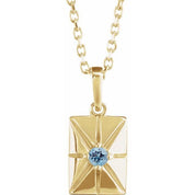 14K Yellow Natural Aquamarine 16-18" Necklace