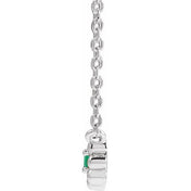 Sterling Silver Natural Emerald Beaded Youth 16" Necklace