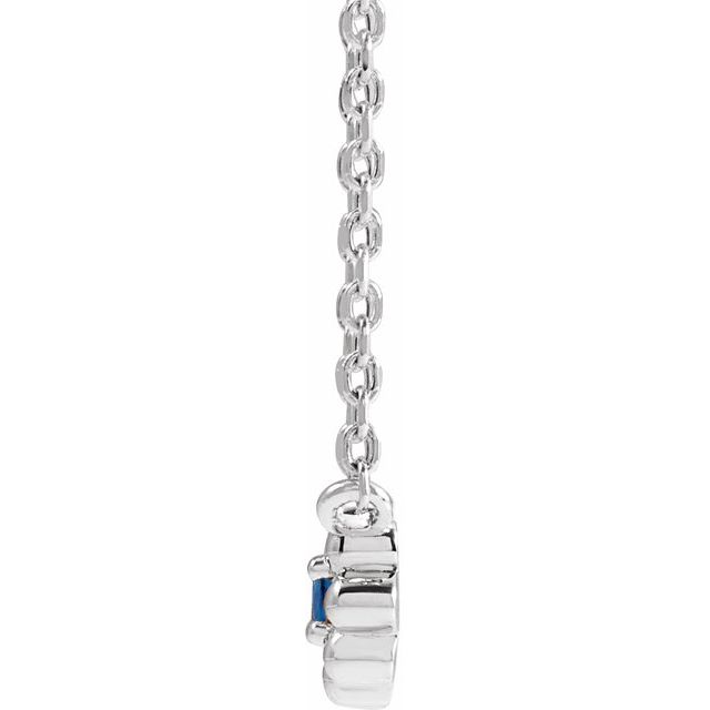 Sterling Silver Natural Blue Sapphire Beaded Youth 16" Necklace