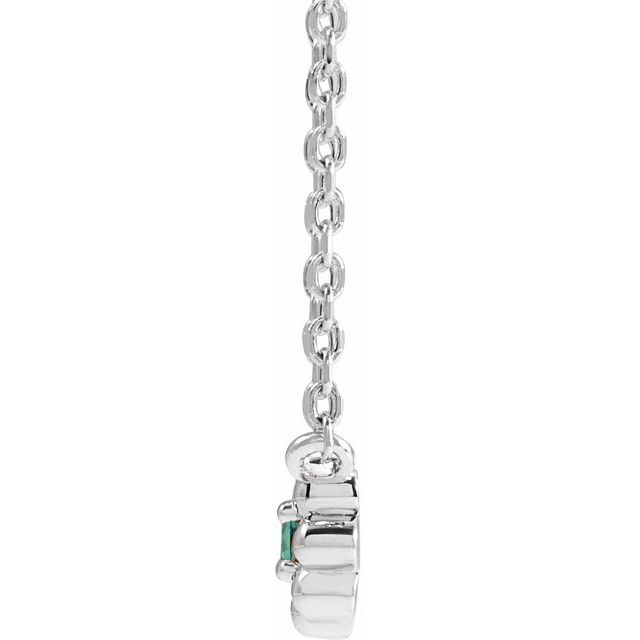 14K White Lab-Grown Alexandrite Beaded Youth 16" Necklace