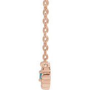 14K Rose Natural Blue Zircon Beaded Youth 16" Necklace