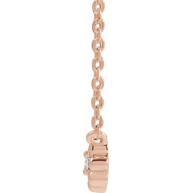 14K Rose Natural White Sapphire Beaded Youth 16" Necklace