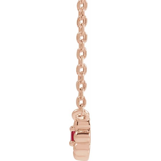 14K Rose Natural Ruby Beaded Youth 16" Necklace