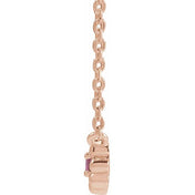 14K Rose Natural Pink Tourmaline Beaded Youth 16" Necklace