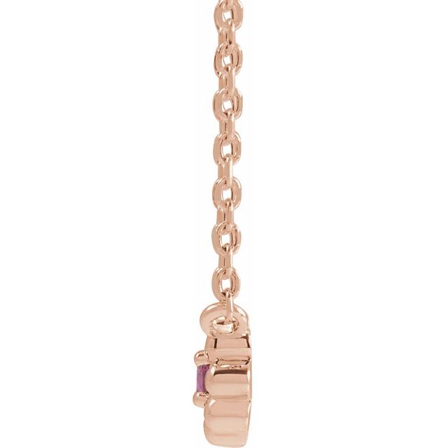 14K Rose Natural Pink Tourmaline Beaded Youth 16" Necklace