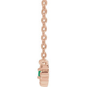 14K Rose Lab-Grown Emerald Beaded Youth 16" Necklace
