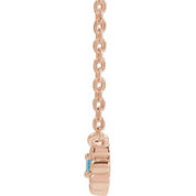 14K Rose Natural Aquamarine Beaded Youth 16" Necklace