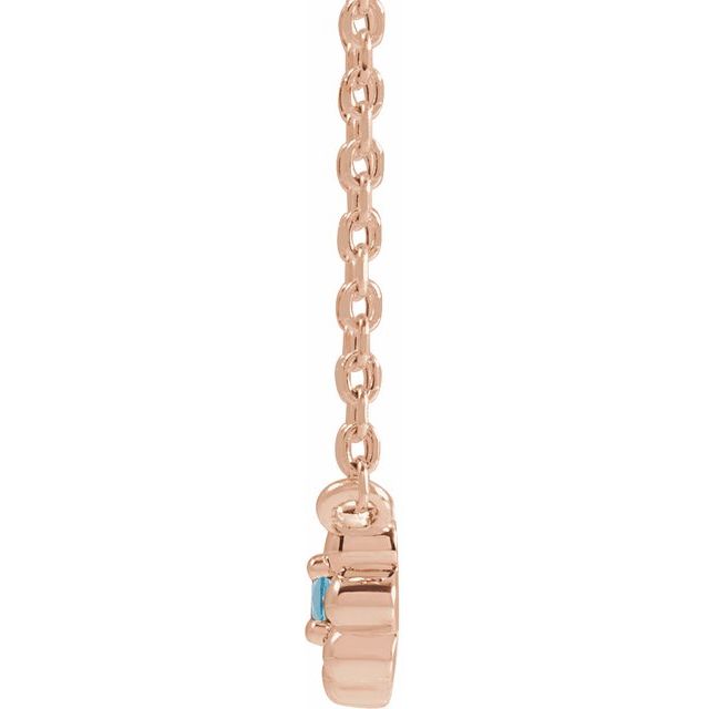 14K Rose Natural Aquamarine Beaded Youth 16" Necklace