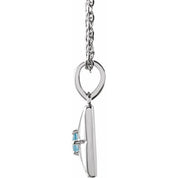 Sterling Silver Natural Aquamarine 16-18" Necklace