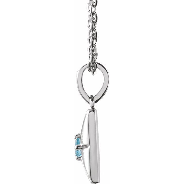Sterling Silver Natural Aquamarine 16-18" Necklace
