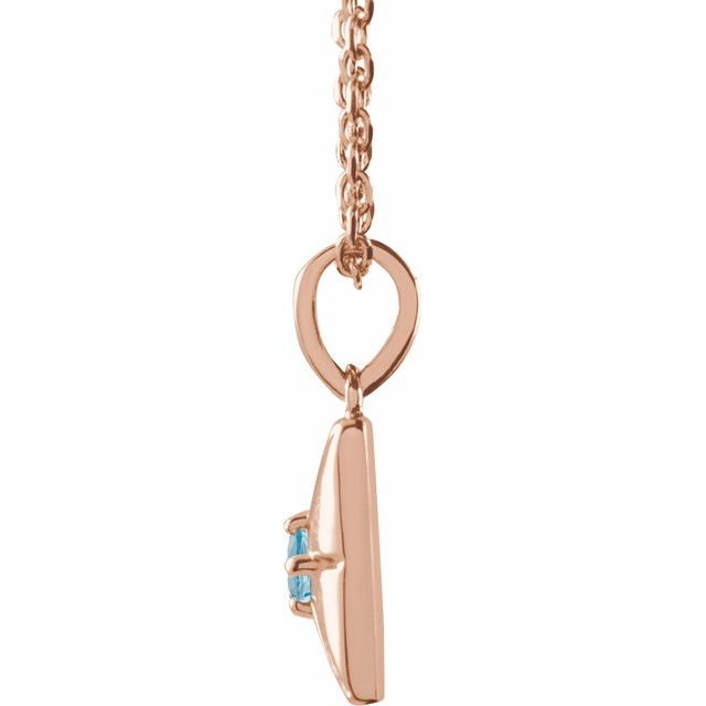 14K Rose Natural Aquamarine 16-18" Necklace