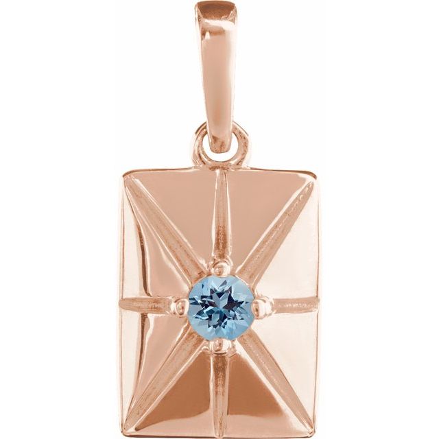 14K Rose Natural Aquamarine Pendant