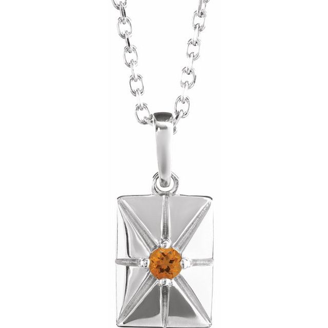 Sterling Silver Natural Citrine 16-18" Necklace