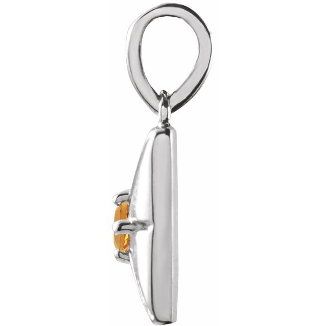 14K White Natural Citrine Pendant