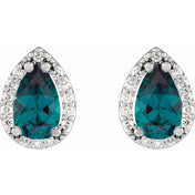 Platinum Lab-Grown Alexandrite & 1/10 CTW Natural Diamond Halo-Style Earrings