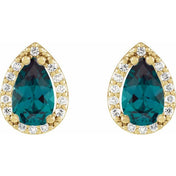 14K Yellow Lab-Grown Alexandrite & .05 CTW Natural Diamond Halo-Style Earrings