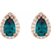 14K Rose Lab-Grown Alexandrite & .05 CTW Natural Diamond Halo-Style Earrings