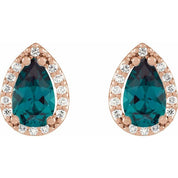 14K Rose Lab-Grown Alexandrite & 1/10 CTW Natural Diamond Halo-Style Earrings