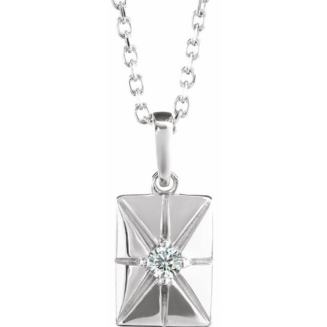Sterling Silver Natural Diamond 16-18" Necklace
