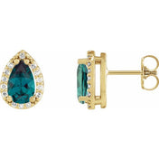 14K Yellow Lab-Grown Alexandrite & .05 CTW Natural Diamond Halo-Style Earrings