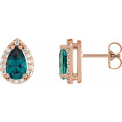 14K Rose Lab-Grown Alexandrite & 1/10 CTW Natural Diamond Halo-Style Earrings