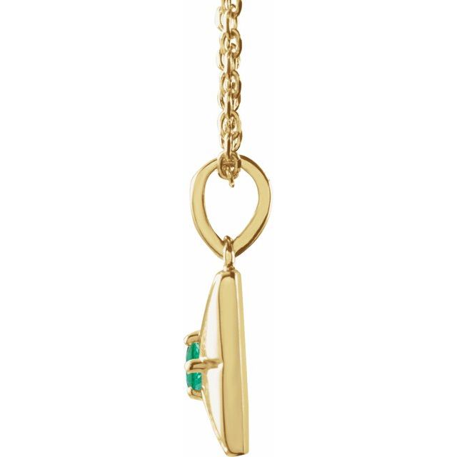 14K Yellow Lab-Grown Emerald 16-18" Necklace