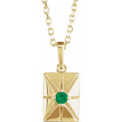 14K Yellow Natural Emerald 16-18" Necklace