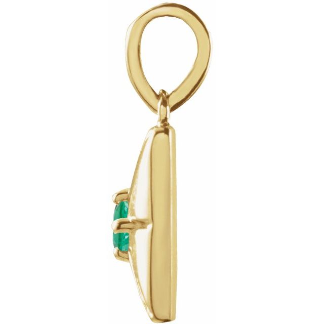 14K Yellow Lab-Grown Emerald Pendant