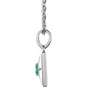 Sterling Silver Natural Emerald 16-18" Necklace