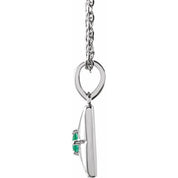 14K White Natural Emerald 16-18" Necklace