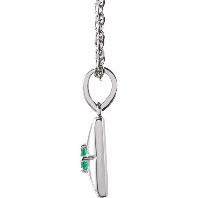 14K White Natural Emerald 16-18" Necklace