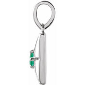 14K White Lab-Grown Emerald Pendant