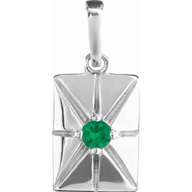 Platinum Lab-Grown Emerald Pendant