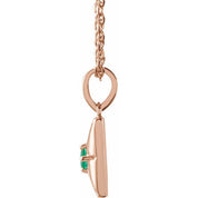 14K Rose Lab-Grown Emerald 16-18" Necklace