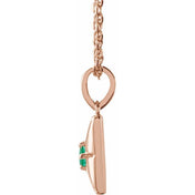14K Rose Natural Emerald 16-18" Necklace
