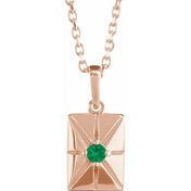 14K Rose Natural Emerald 16-18" Necklace