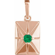 14K Rose Lab-Grown Emerald Pendant