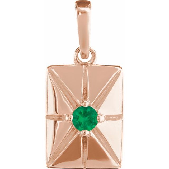 14K Rose Lab-Grown Emerald Pendant