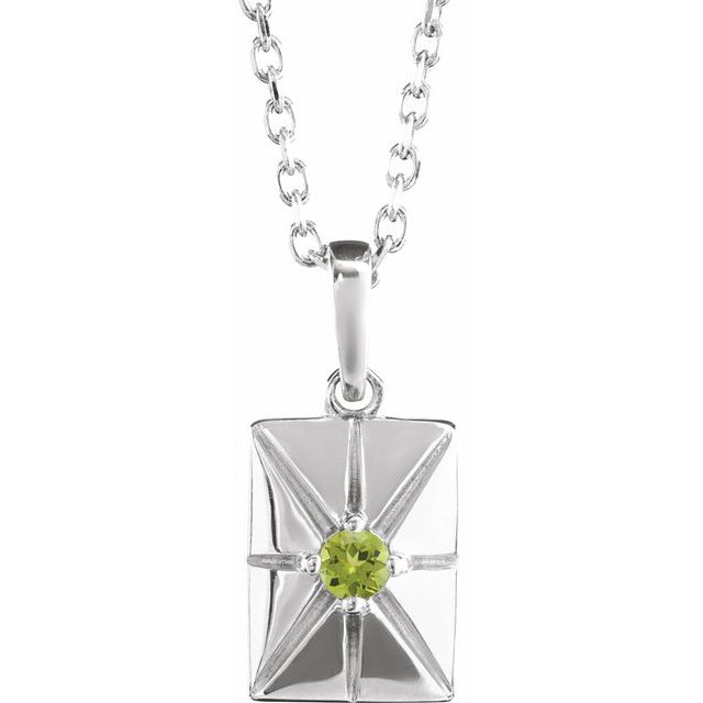 Sterling Silver Natural Peridot 16-18" Necklace