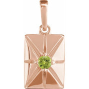 14K Rose Natural Peridot Pendant