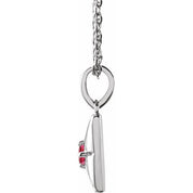 Sterling Silver Natural Ruby 16-18" Necklace