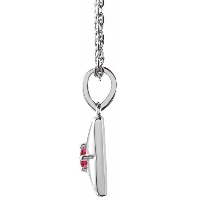 Sterling Silver Natural Ruby 16-18" Necklace