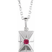 Sterling Silver Natural Ruby 16-18" Necklace