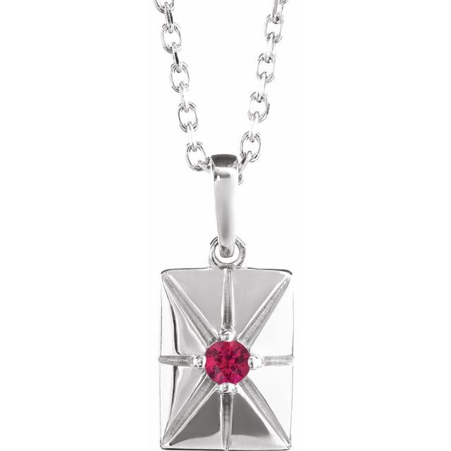 Sterling Silver Natural Ruby 16-18" Necklace