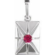 Sterling Silver Lab-Grown Ruby Pendant