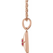 14K Rose Natural Ruby 16-18" Necklace