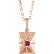 14K Rose Natural Ruby 16-18" Necklace
