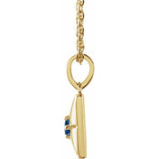 14K Yellow Natural Blue Sapphire 16-18" Necklace