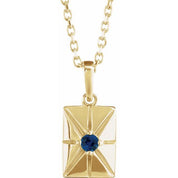 14K Yellow Natural Blue Sapphire 16-18" Necklace