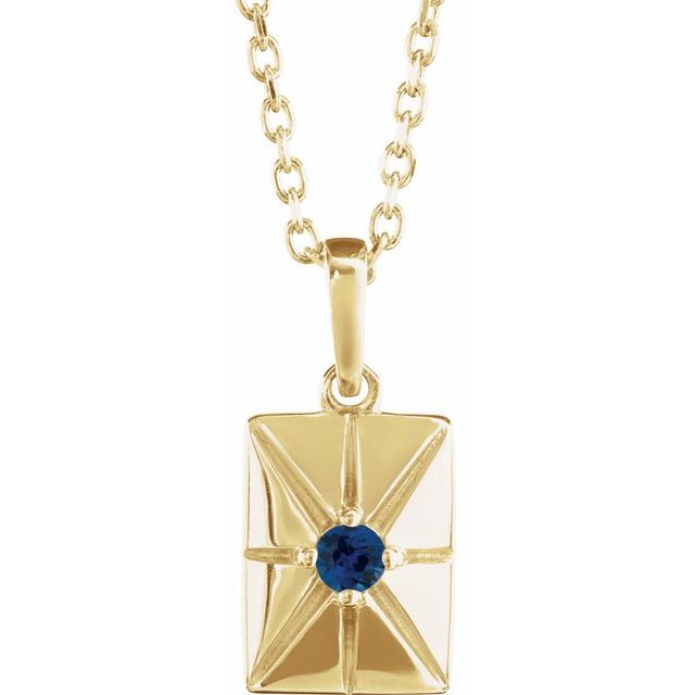 14K Yellow Natural Blue Sapphire 16-18" Necklace